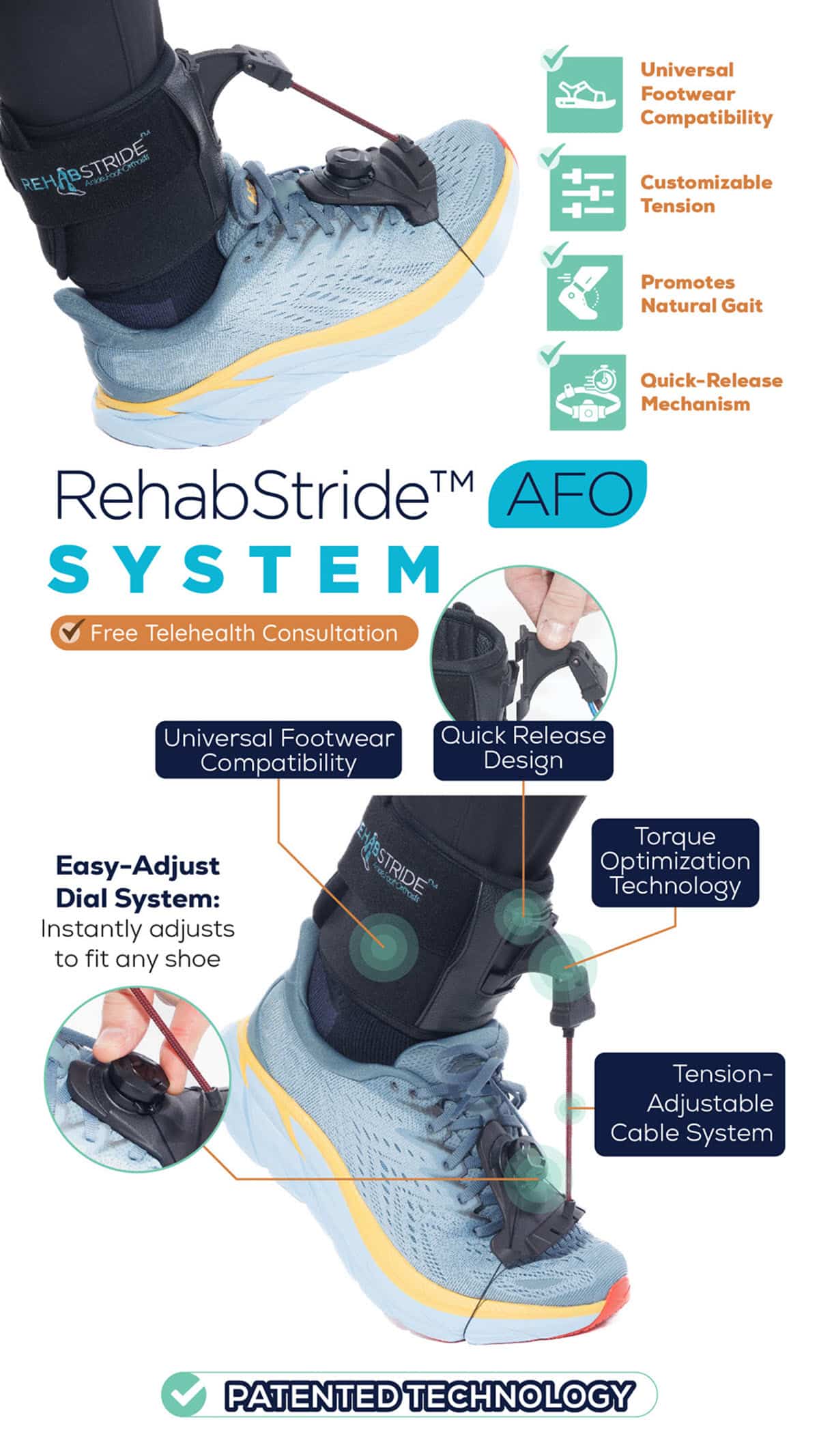 RehabStride AFO brace foot drop